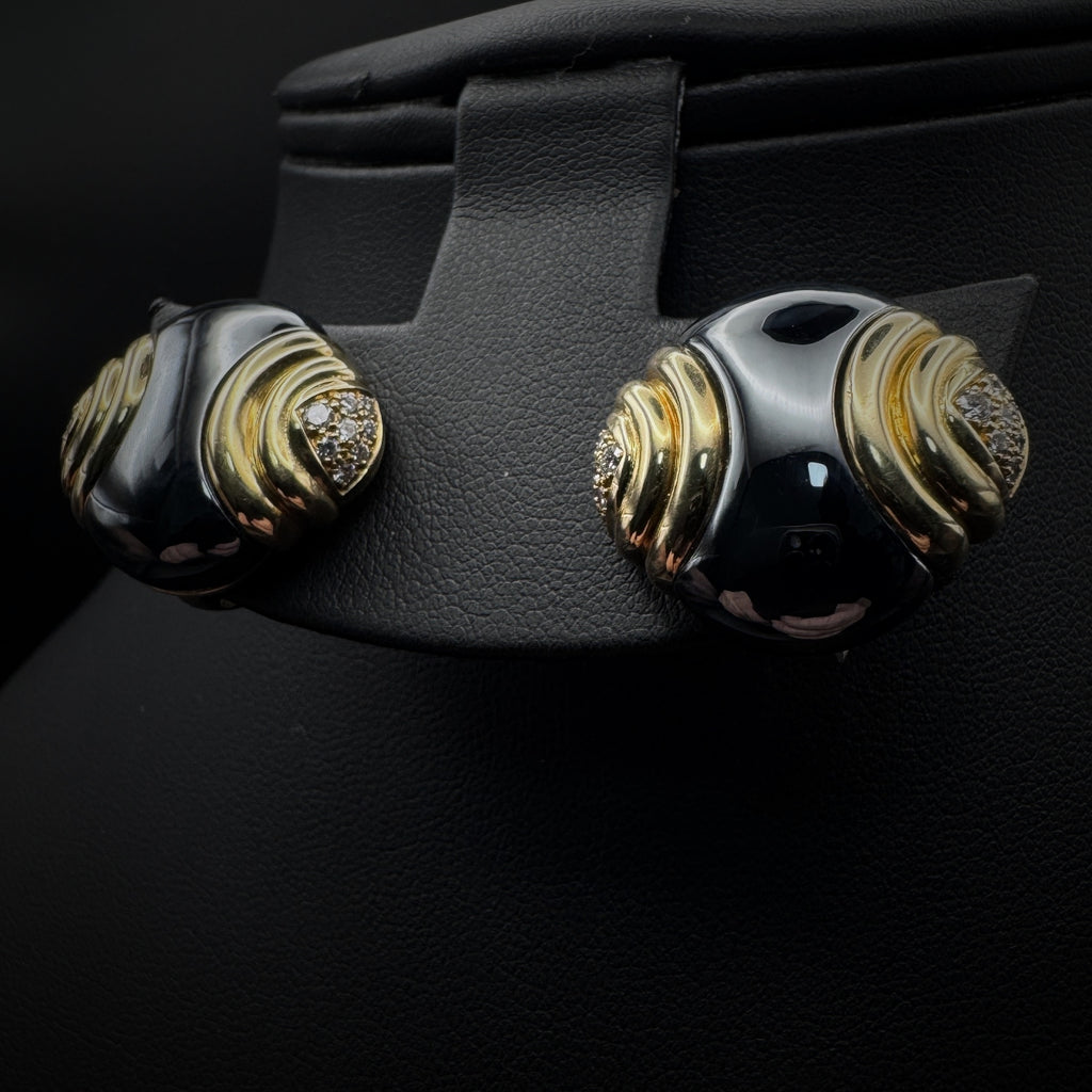 Bulgari 1980s Hematite & Diamonds Earrings