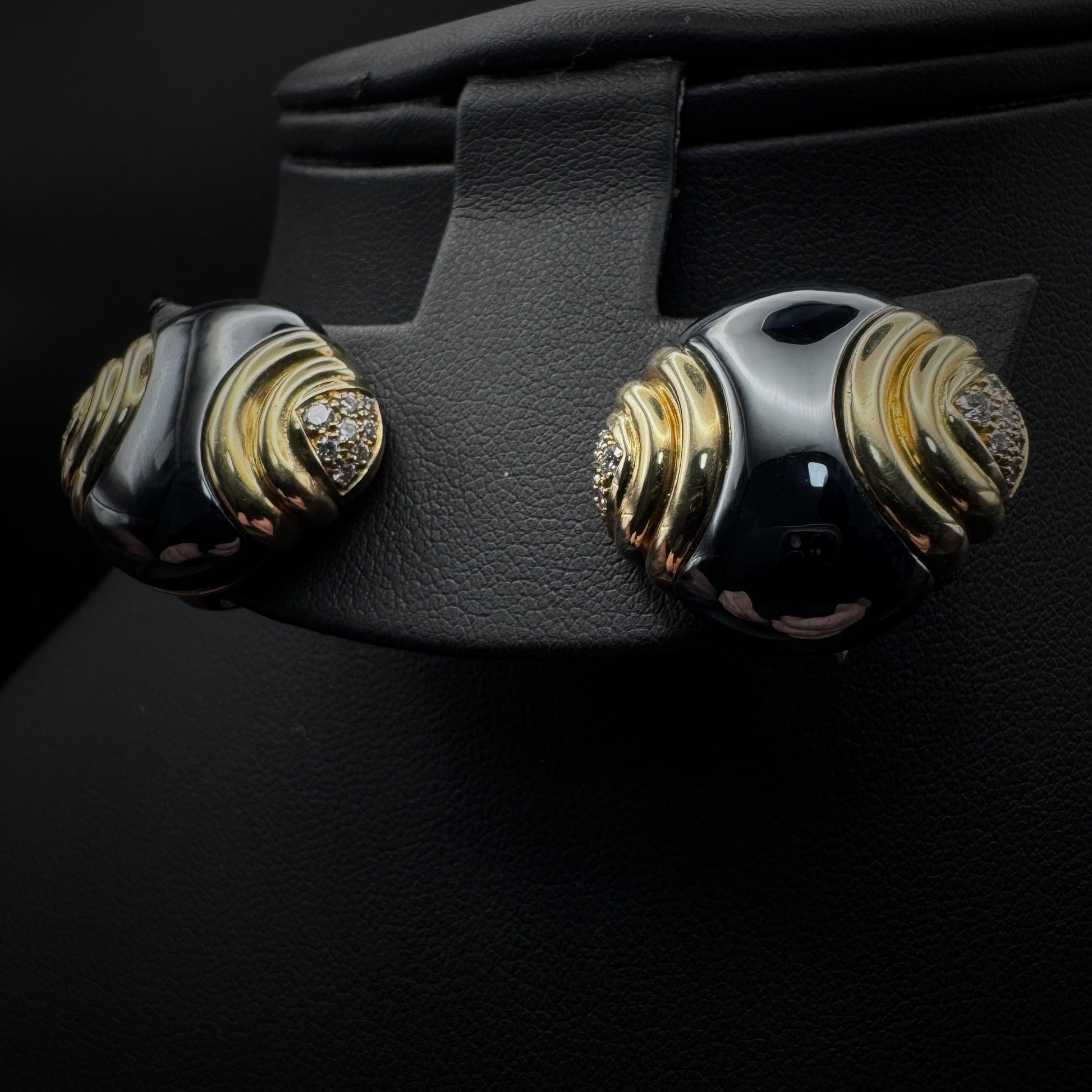 Bulgari 1980s Hematite & Diamonds Earrings