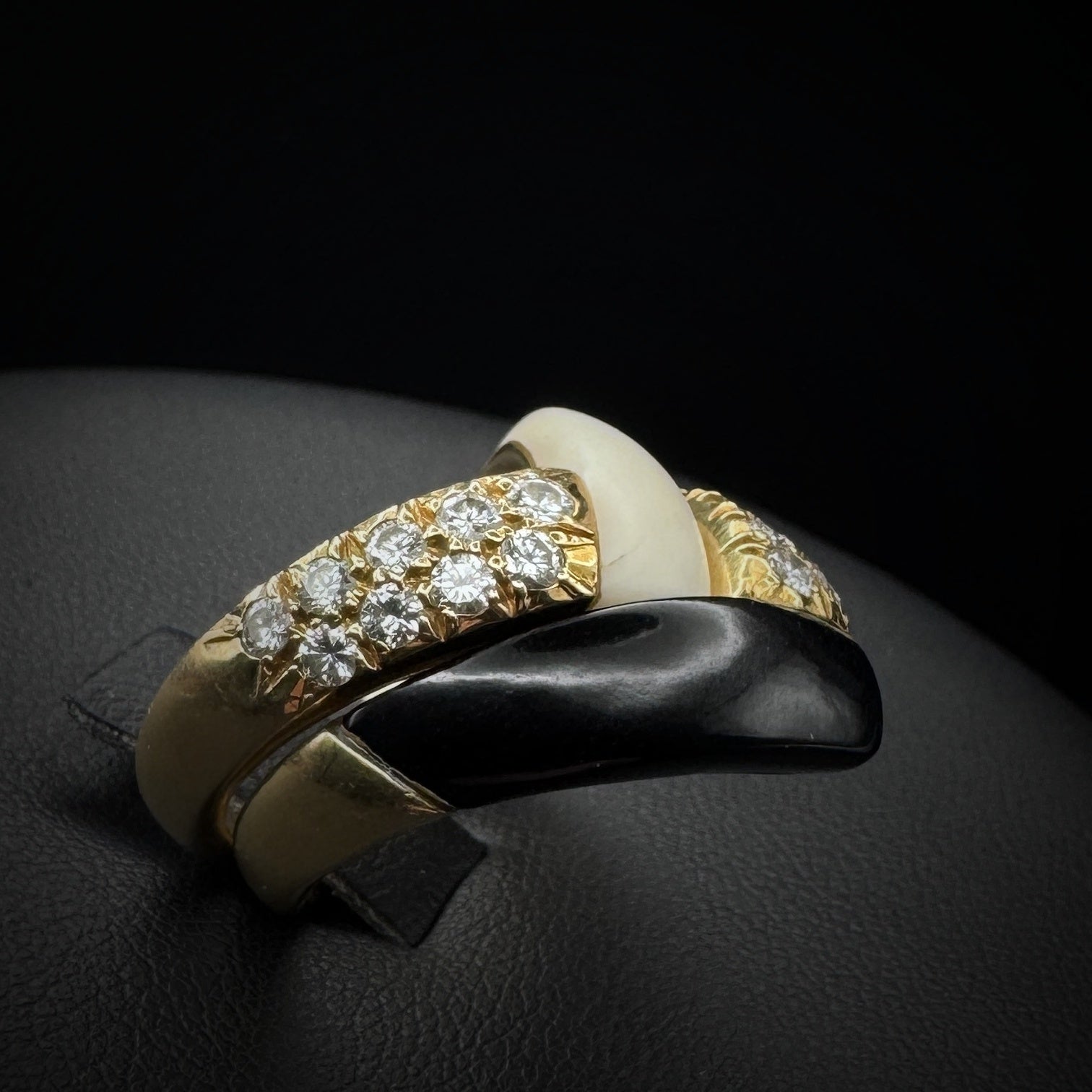 Van Cleef & Arpels Set of 2x Onyx & White Coral Diamonds Rings