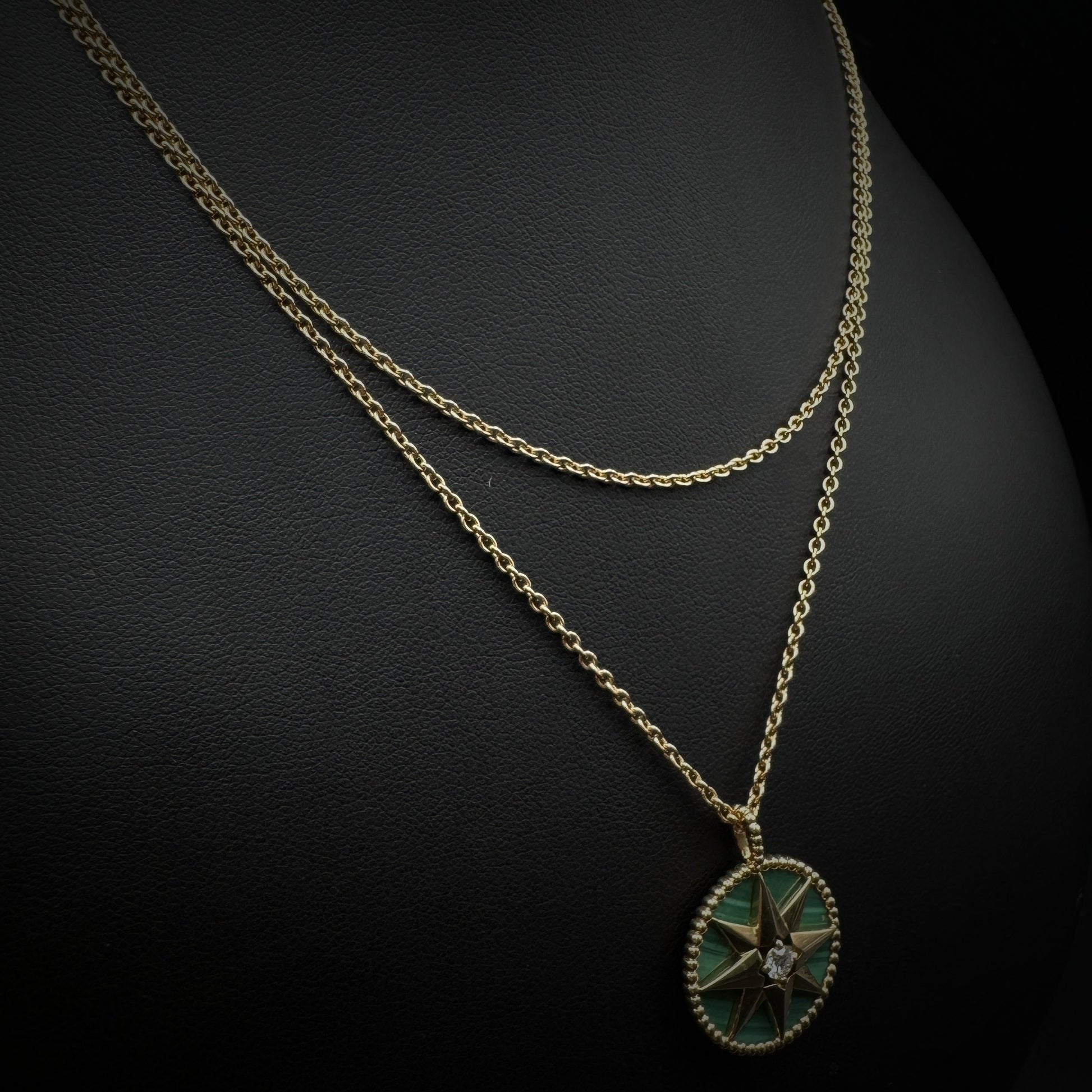 Dior "Rose des Vents" Malachite & Diamond Gold Necklace