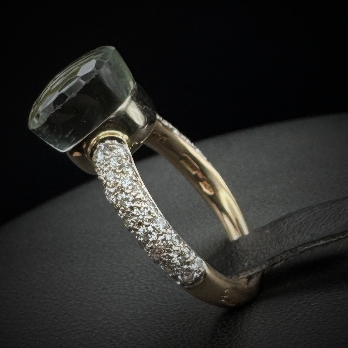 Pomellato "Nudo Classic" Prasiolith & Diamonds Gold RIng