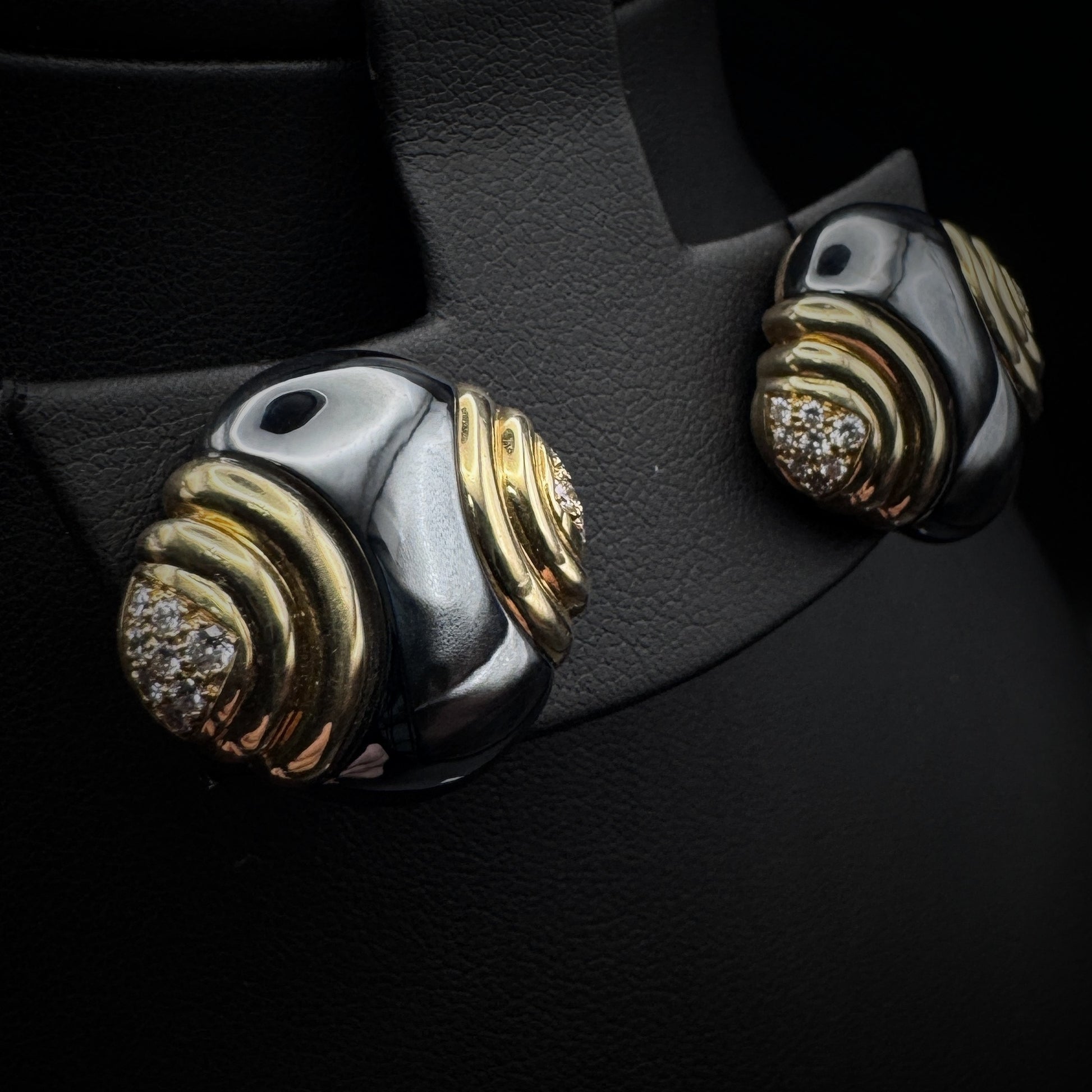 Bulgari 1980s Hematite & Diamonds Earrings