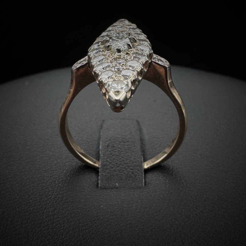 Art Nouveau Navette Diamond Gold Ring