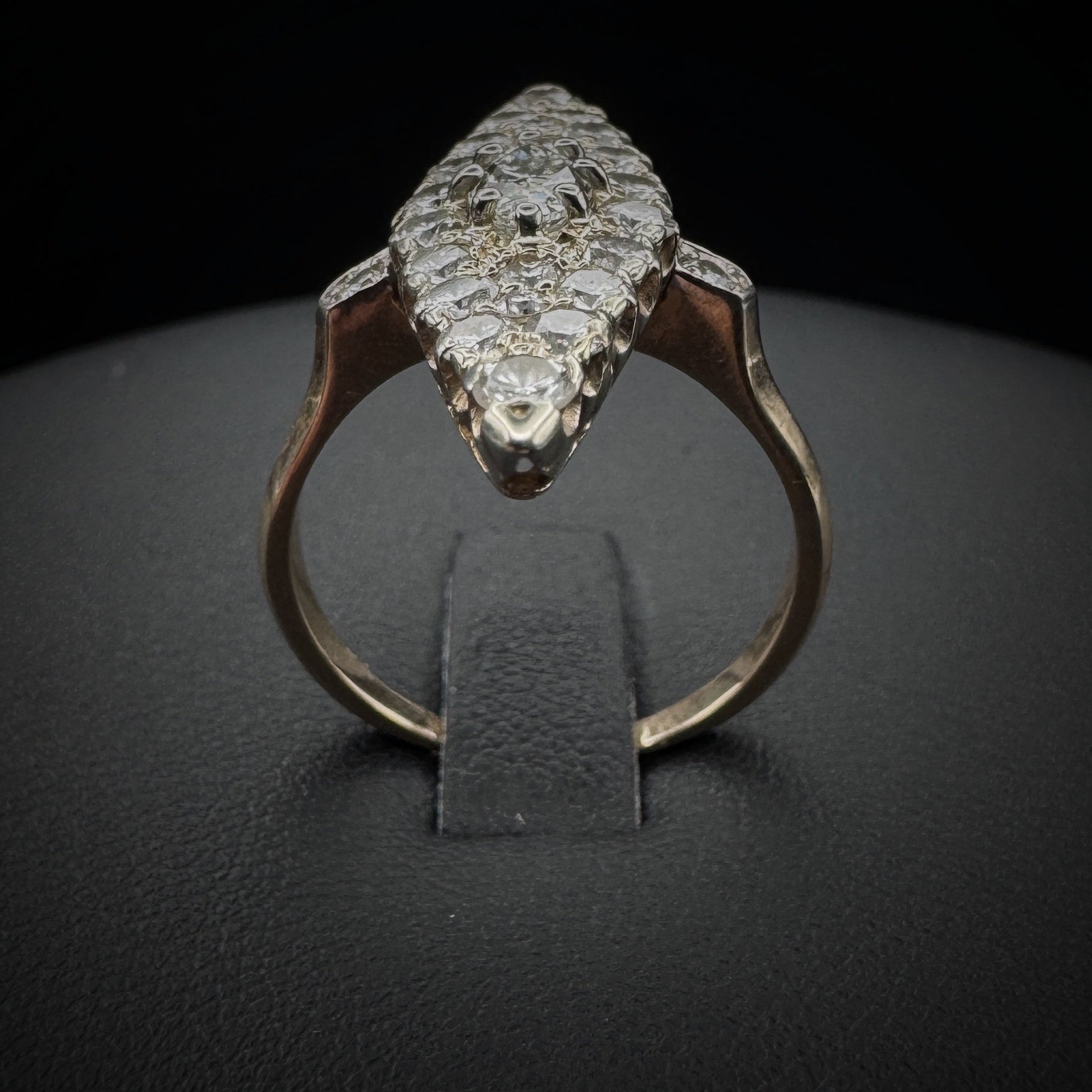 Art Nouveau Navette Diamond Gold Ring