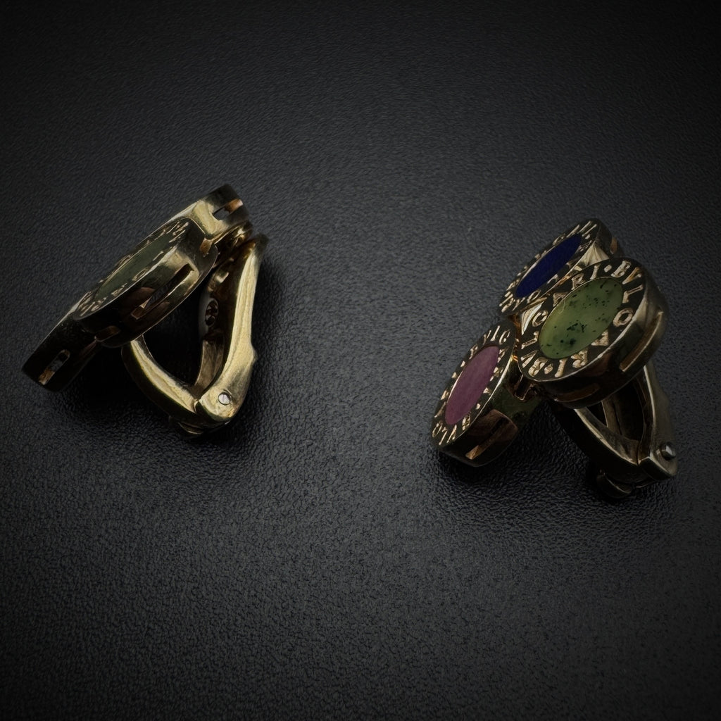 Bulgari 1990s "BVLGARI Circles" Colored Stones Earclips