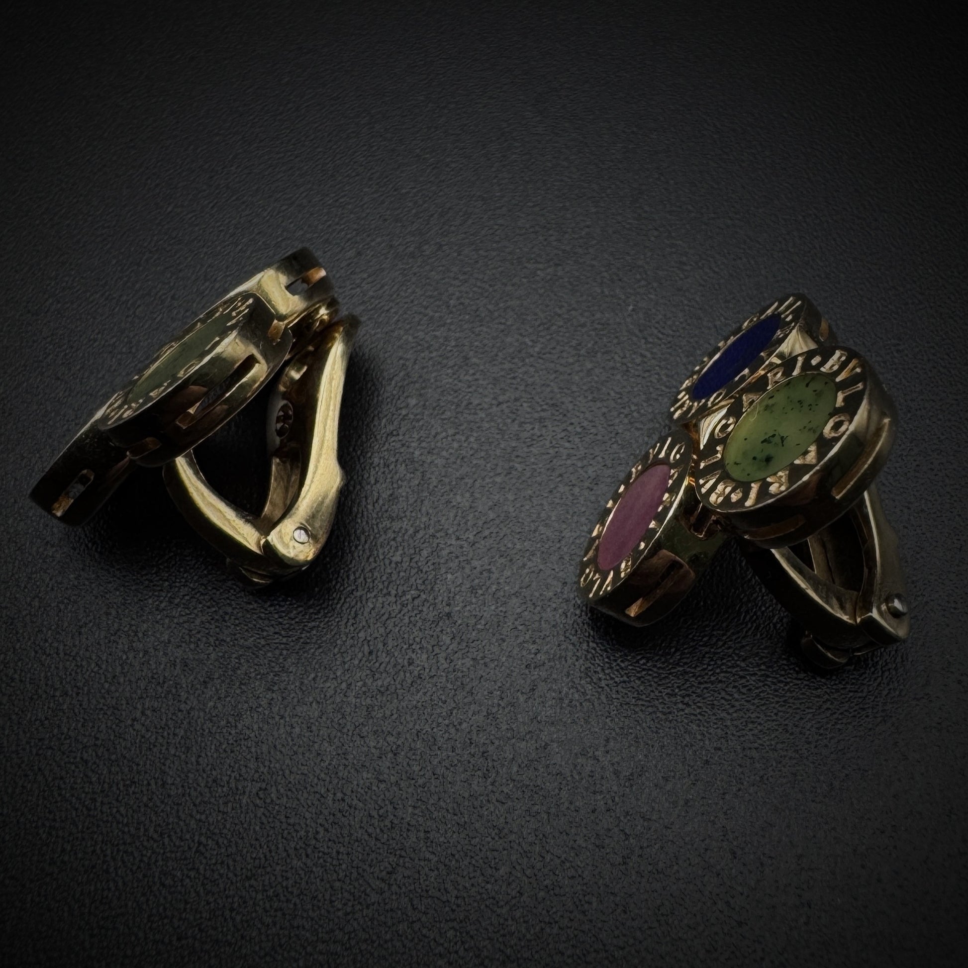 Bulgari 1990s "BVLGARI Circles" Colored Stones Earclips