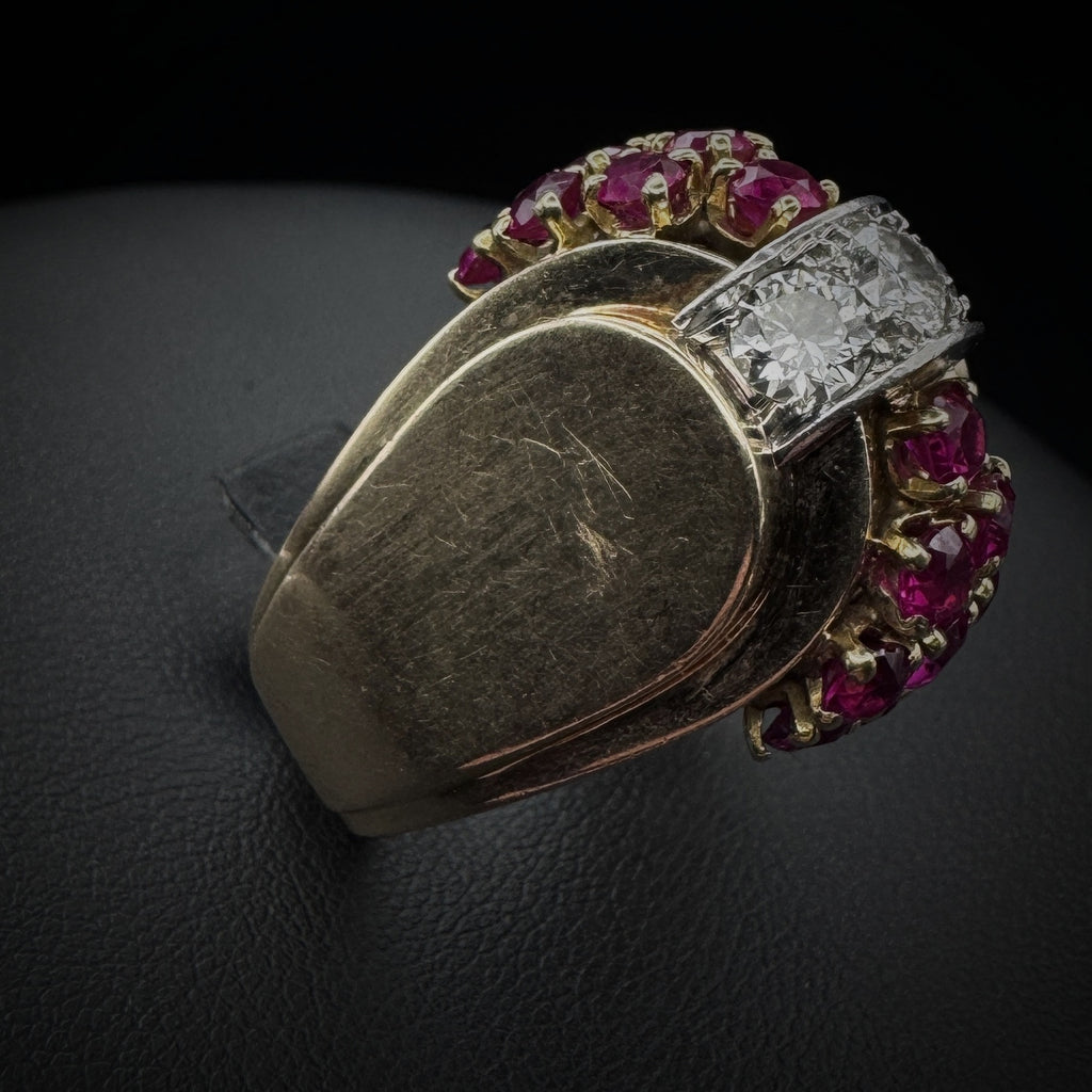 Retro Era Ruby & Diamond Gold Ring