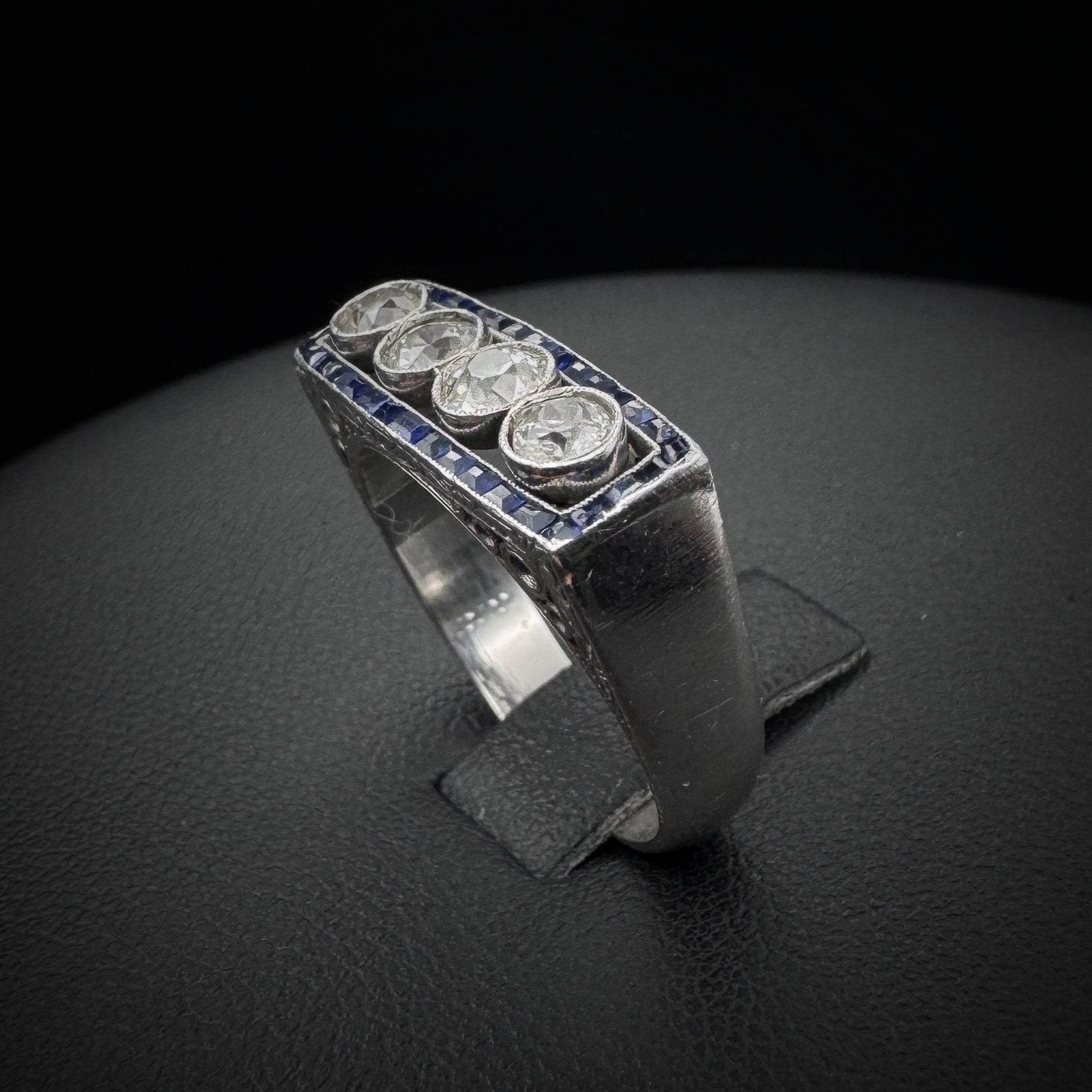 Art Deco "Bar" Sapphire & Diamonds Ring