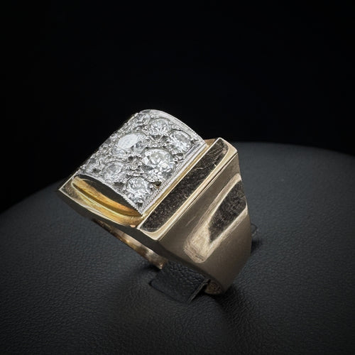 1940s Retro Era Diamonds Gold Ring