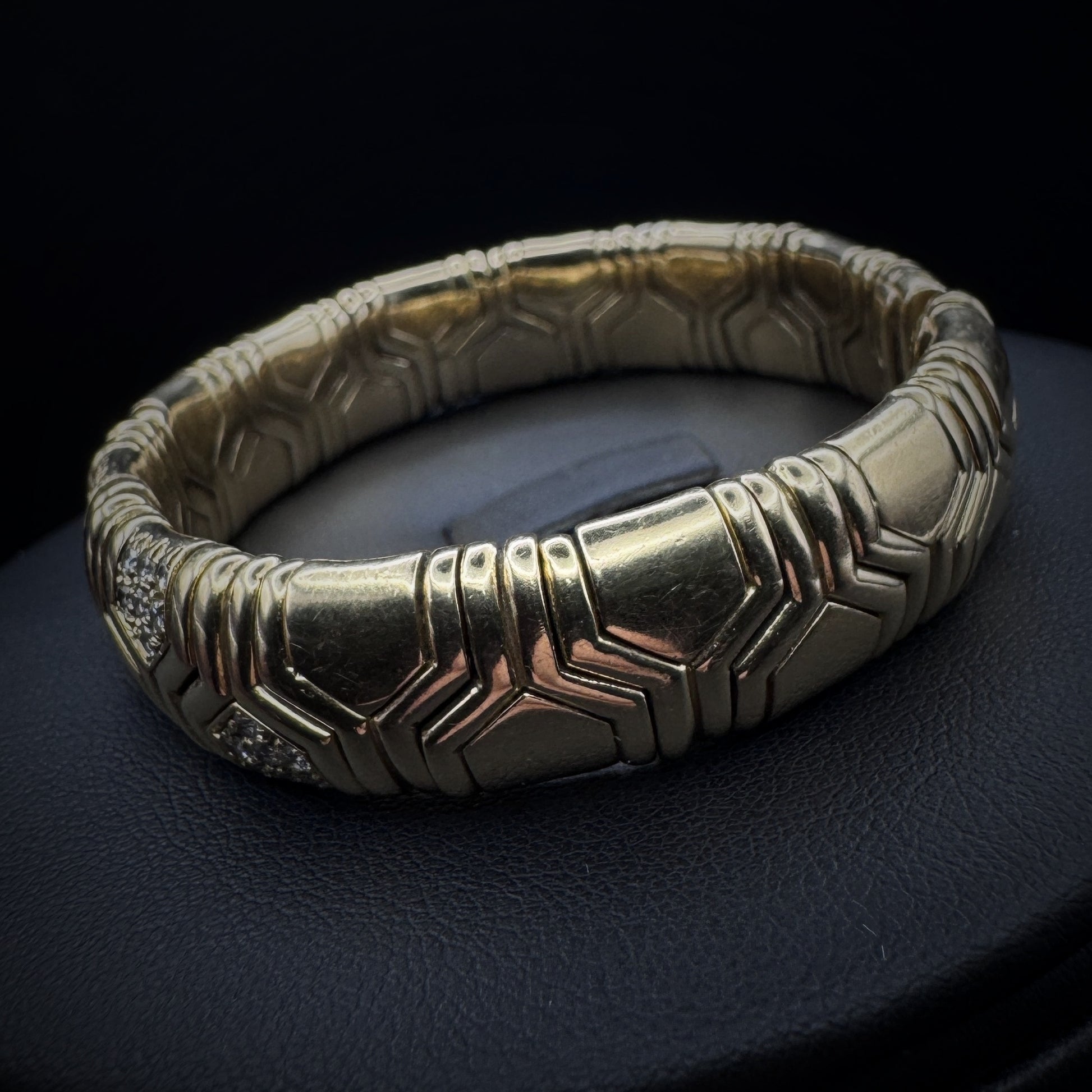 Bulgari 1980s "Alvaere" Diamond Gold Bangle