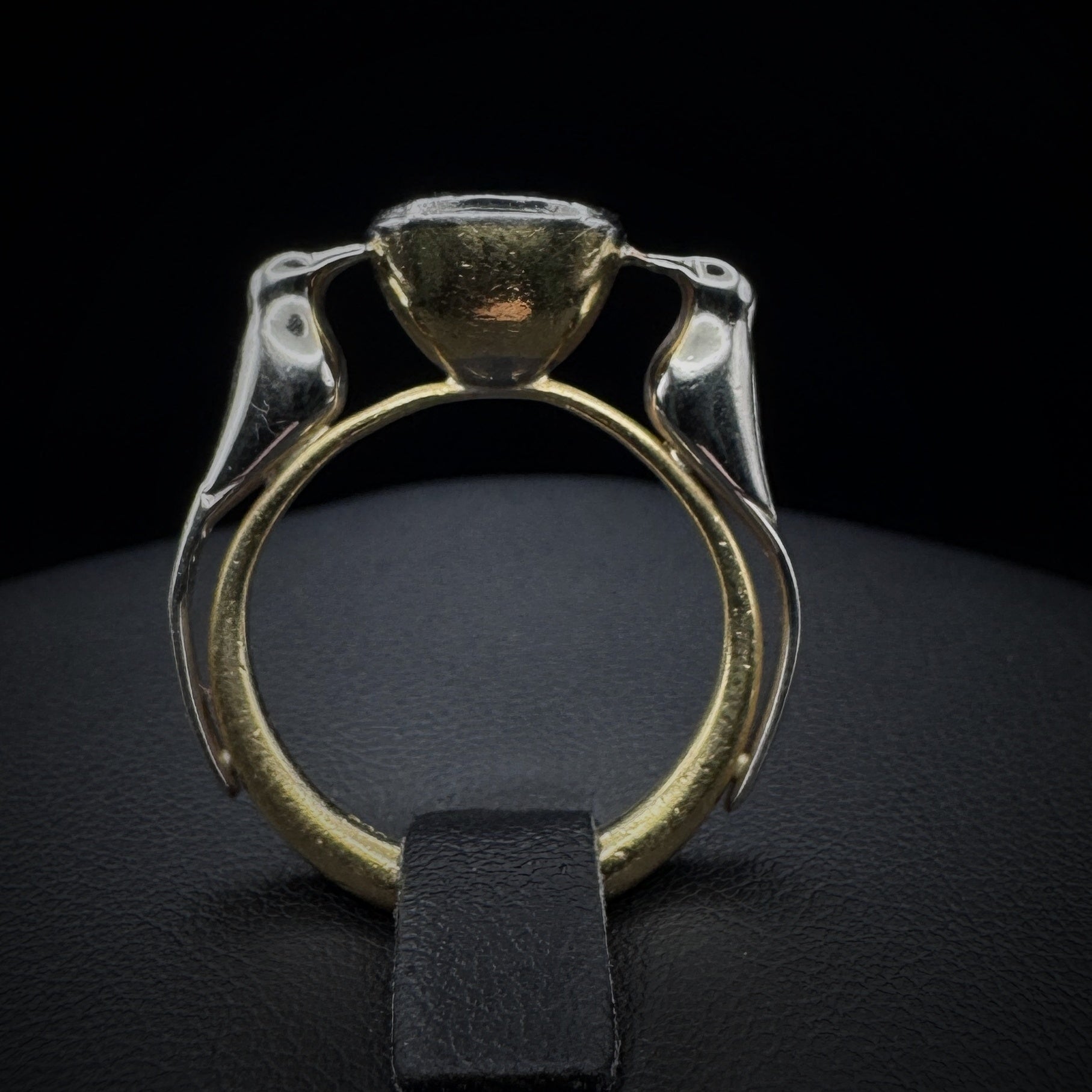 Vintage Artistic "Lovebirds" Sapphire Gold Ring
