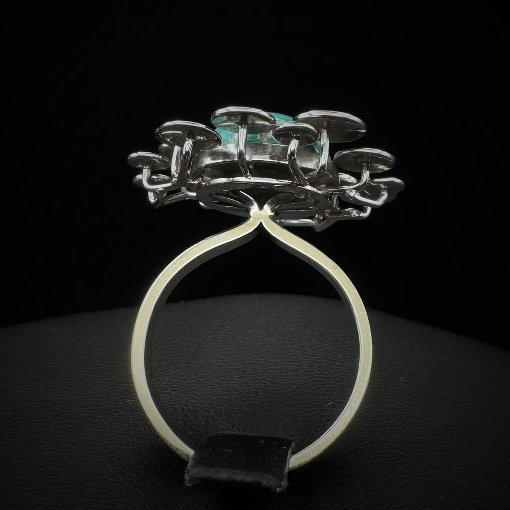 Vintage "Plates" Turquoise Whitegold Ring