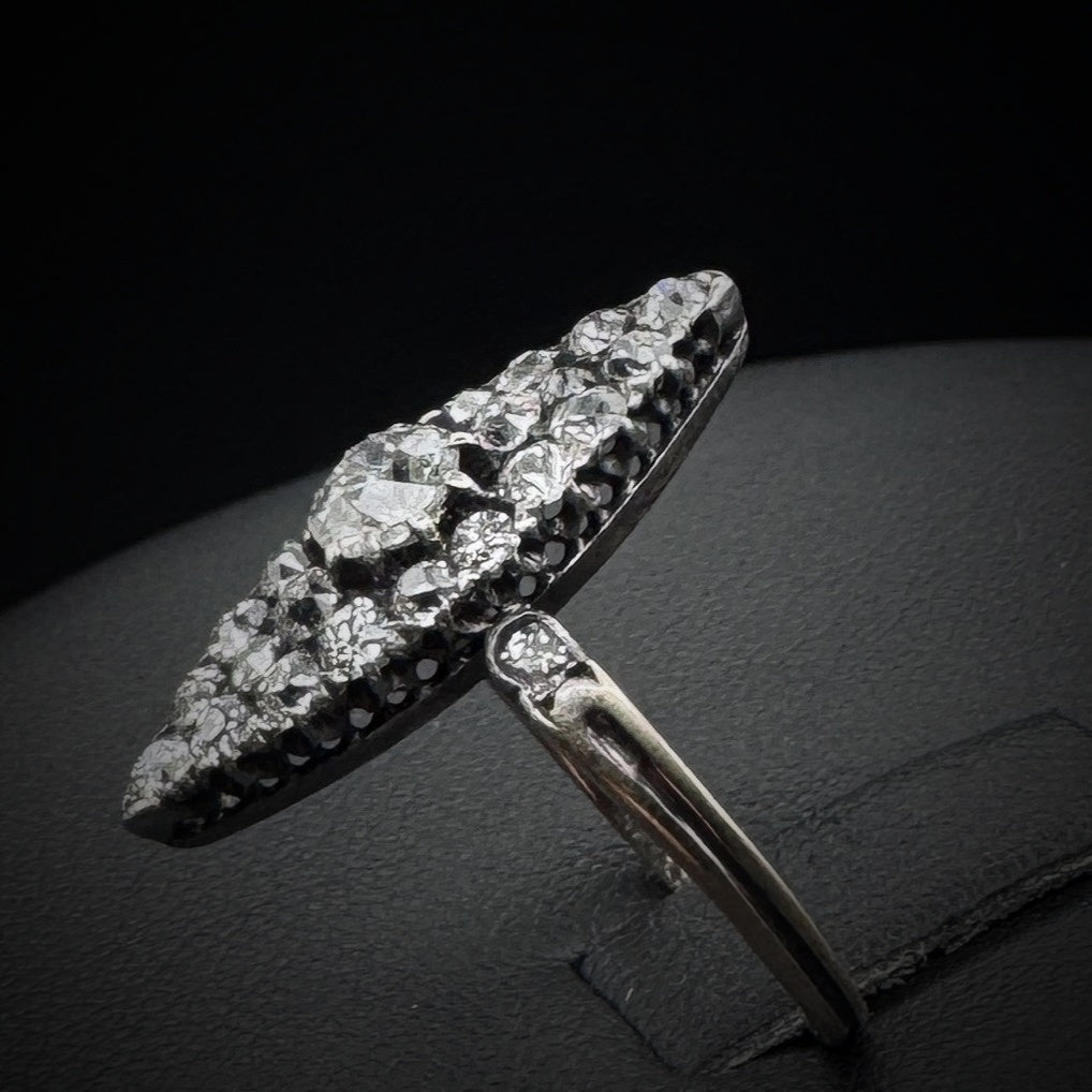 Victorian Era Navette Diamonds Gold Ring