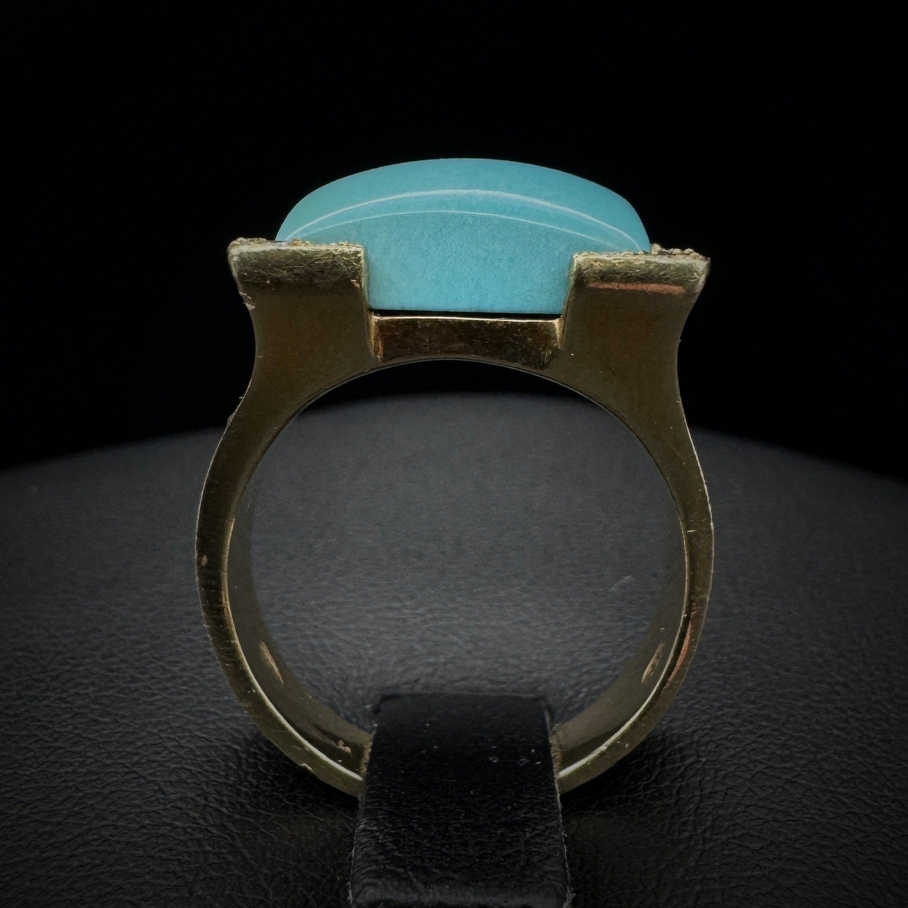 Vintage "Square" Turquoise & Diamonds Gold Ring