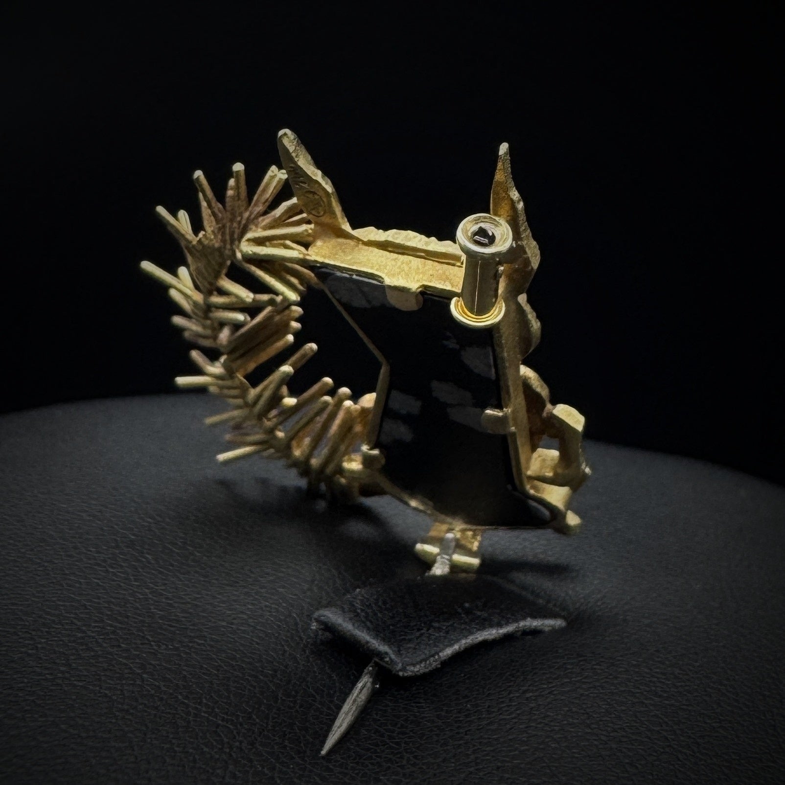 Gübelin "Squirrel" Snowflake Obsidian & Rubies Gold Brooch