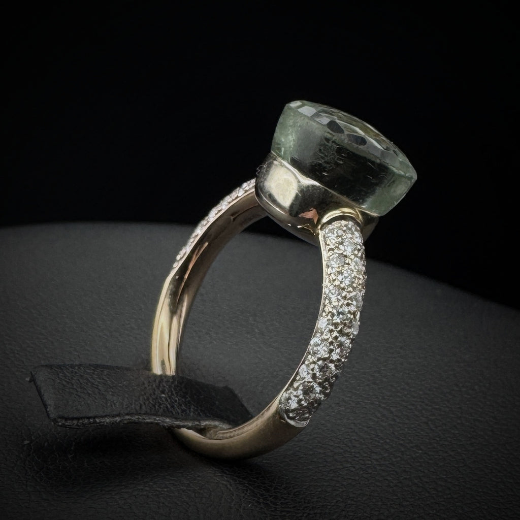 Pomellato "Nudo Classic" Prasiolith & Diamonds Gold RIng