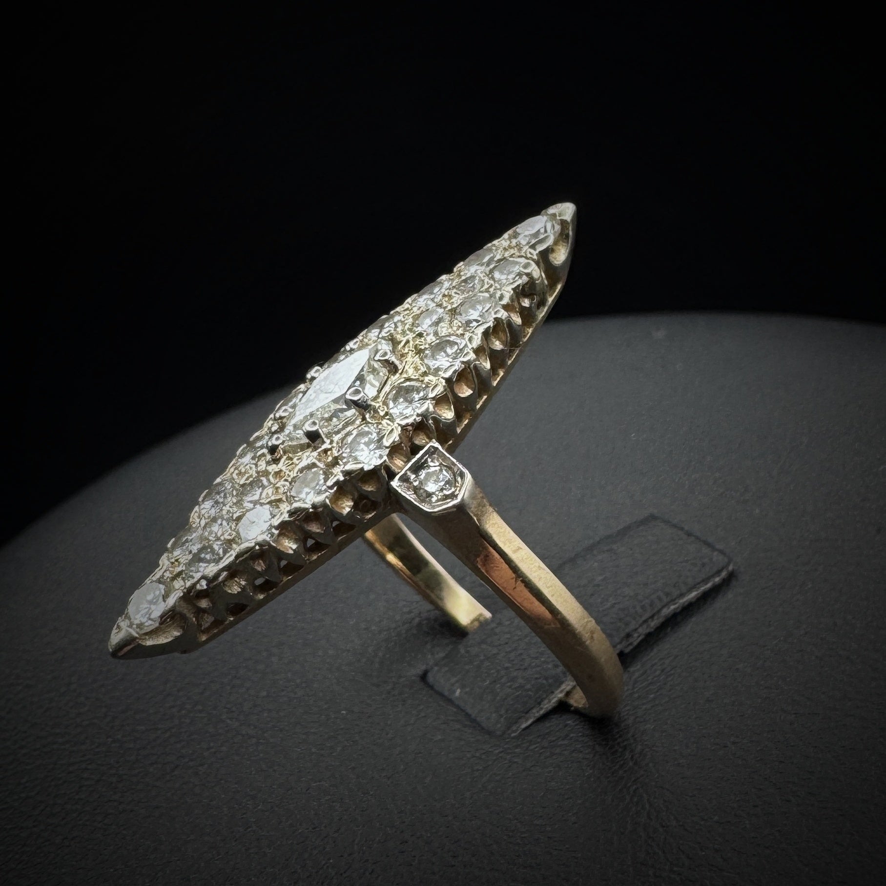 Art Nouveau Navette Diamond Gold Ring