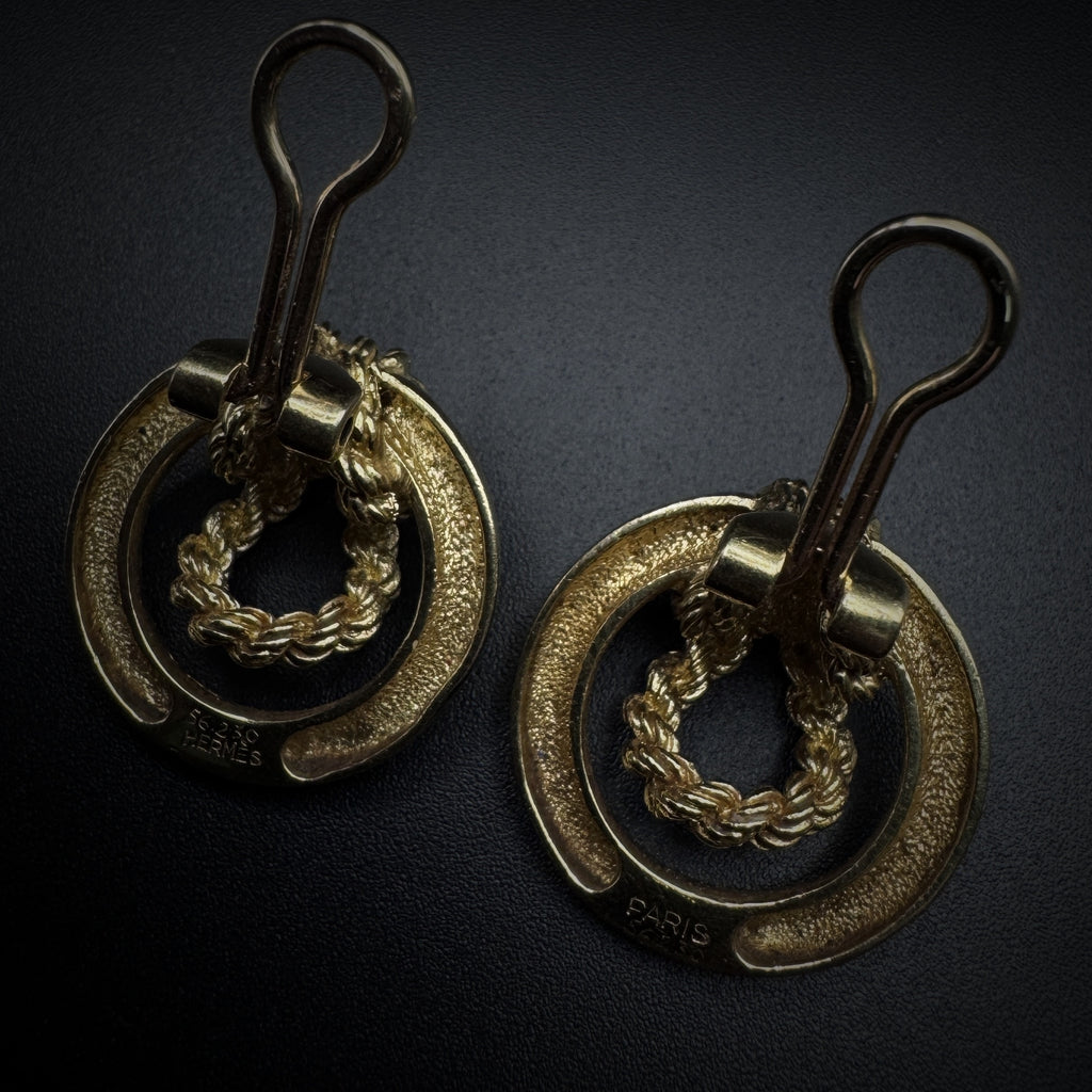 Hermès 1960s "Knot Circle" Gold Earclips