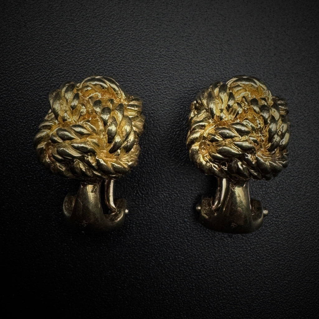 Hermès 1960s "Knot Dot" Gold Earclips