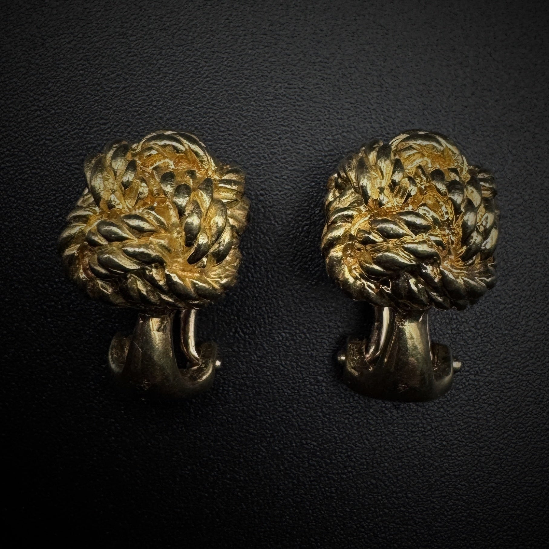 Hermès 1960s "Knot Dot" Gold Earclips