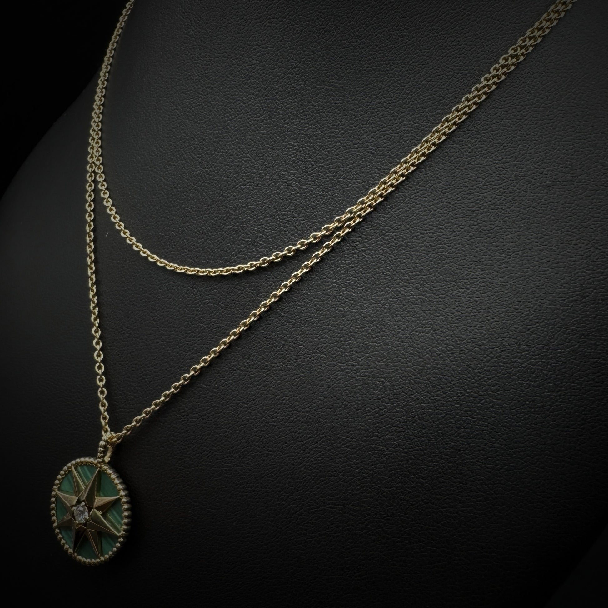 Dior "Rose des Vents" Malachite & Diamond Gold Necklace