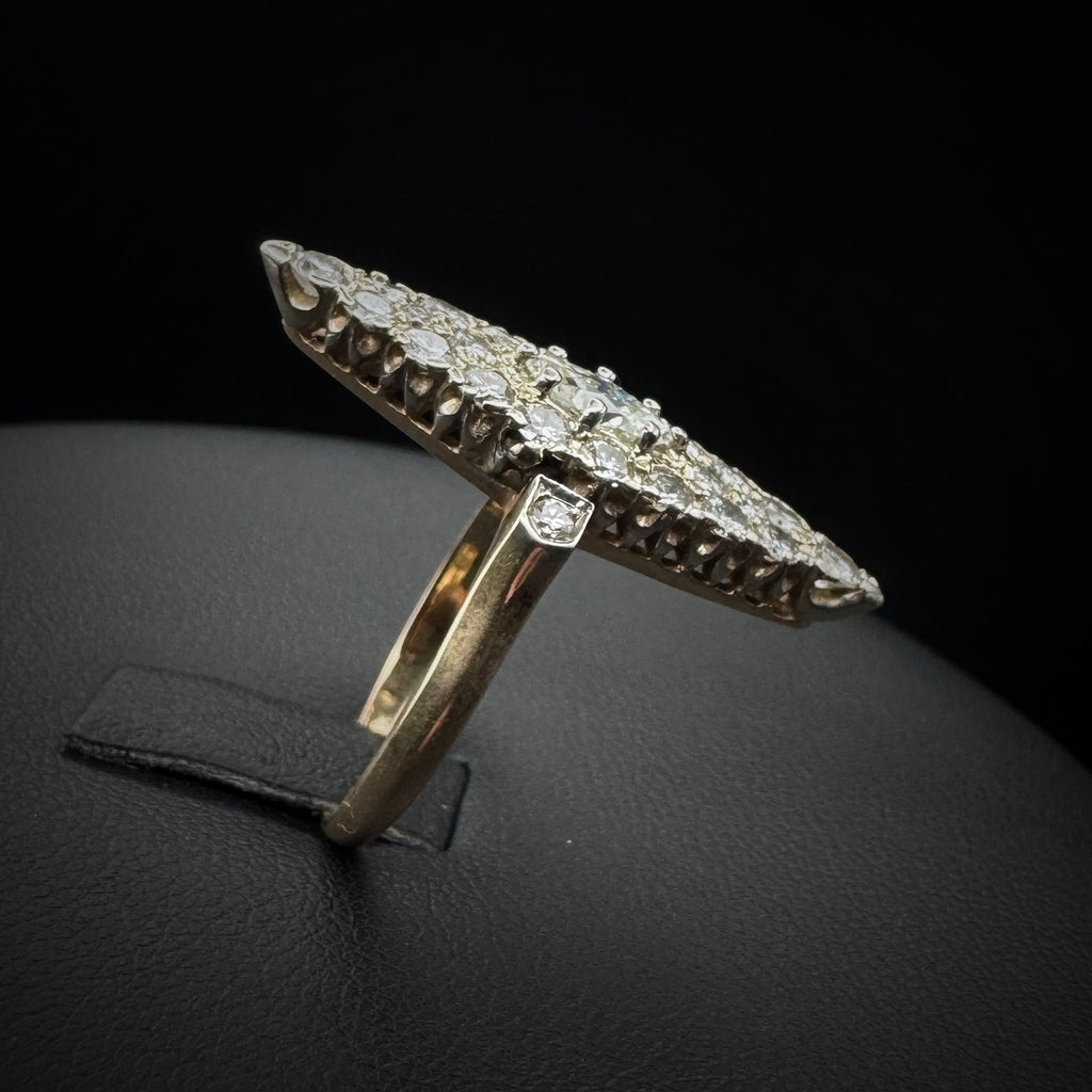 Art Nouveau Navette Diamond Gold Ring