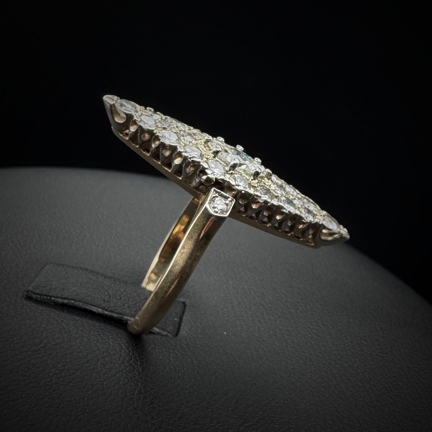 Art Nouveau Navette Diamond Gold Ring