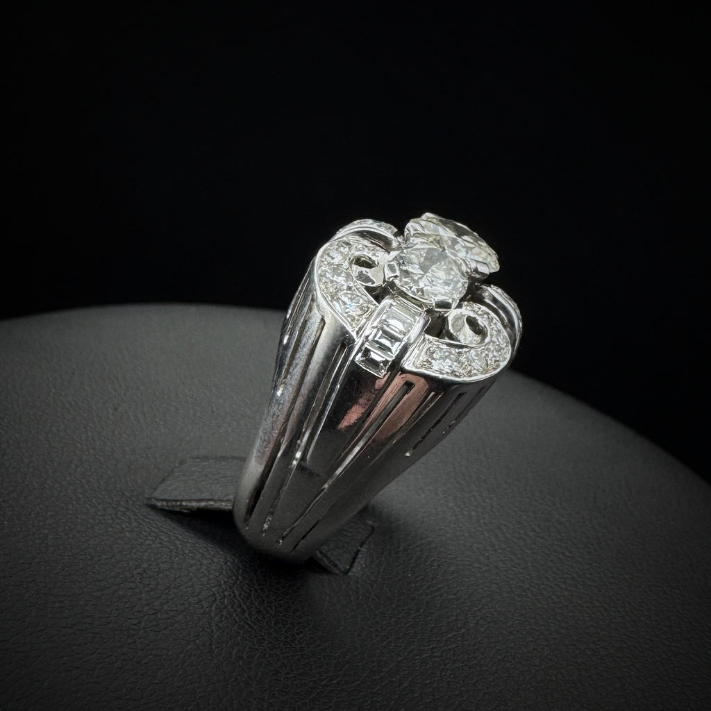 Late Art Deco Diamonds Platinum Ring