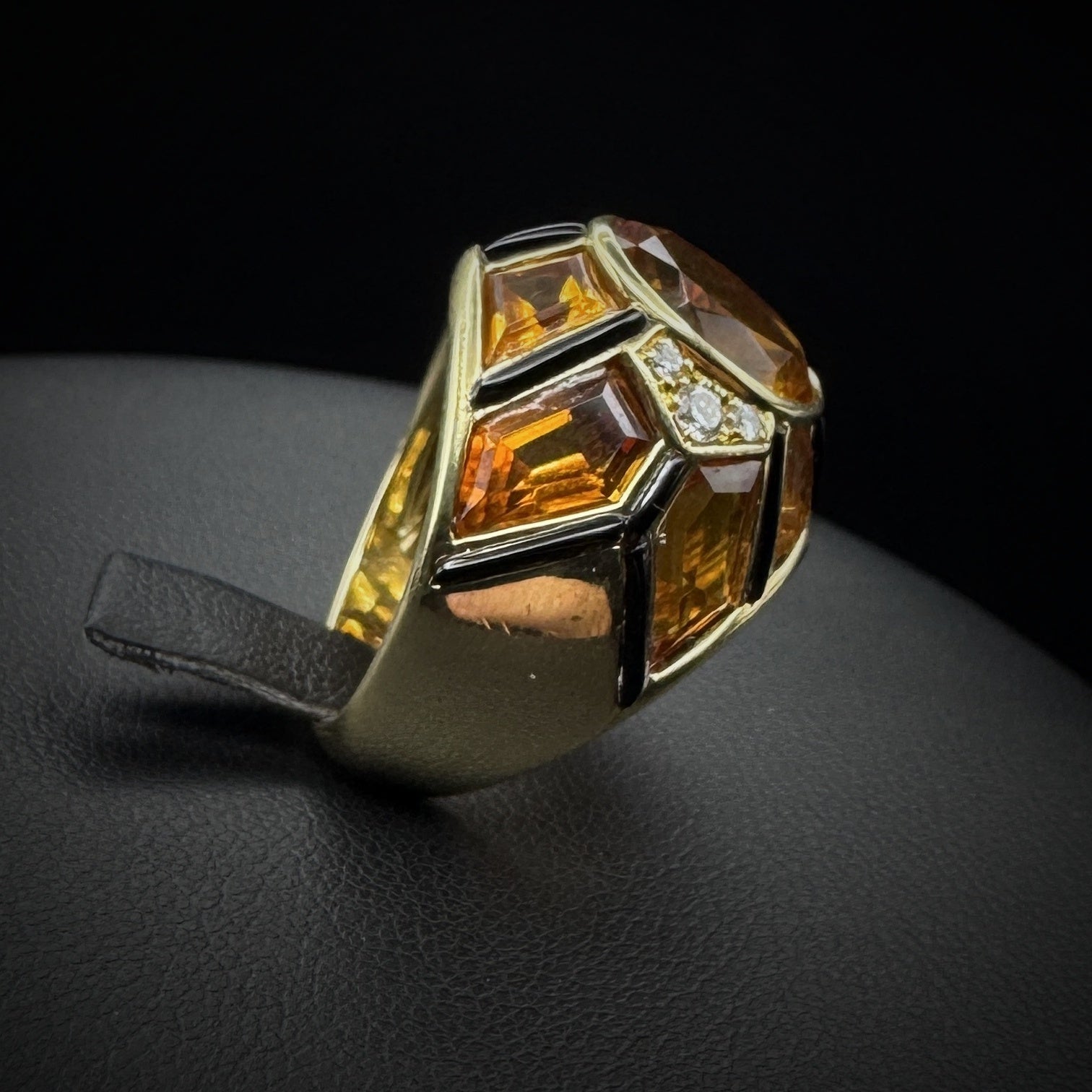 Vintage Artistic "Bombé" Citrine & Onyx Ring