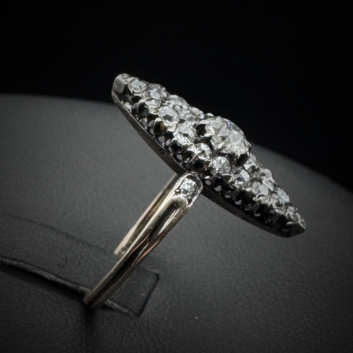 Victorian Era Navette Diamonds Gold Ring