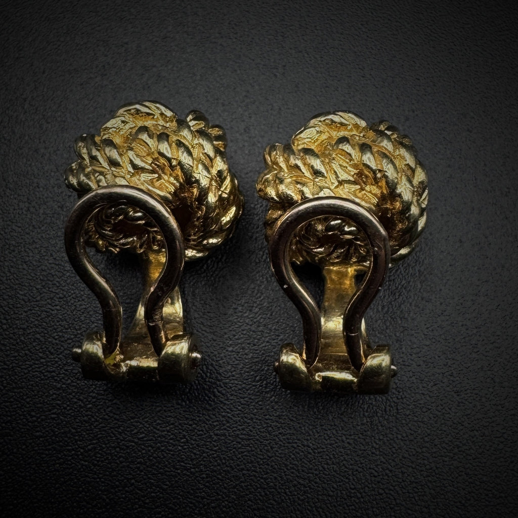 Hermès 1960s "Knot Dot" Gold Earclips