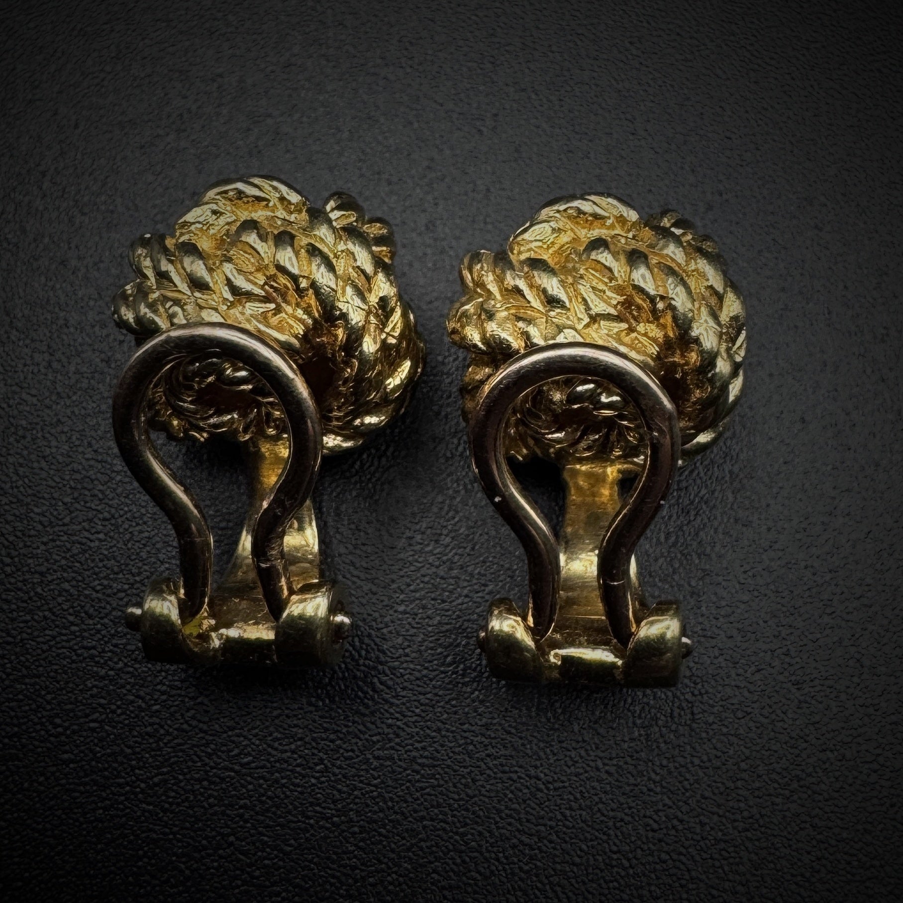 Hermès 1960s "Knot Dot" Gold Earclips