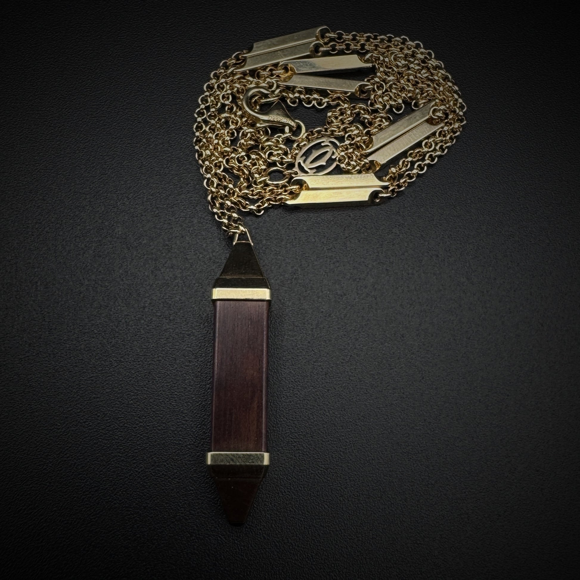 Cartier "Les Berlingots" Snake Wood Gold Necklace