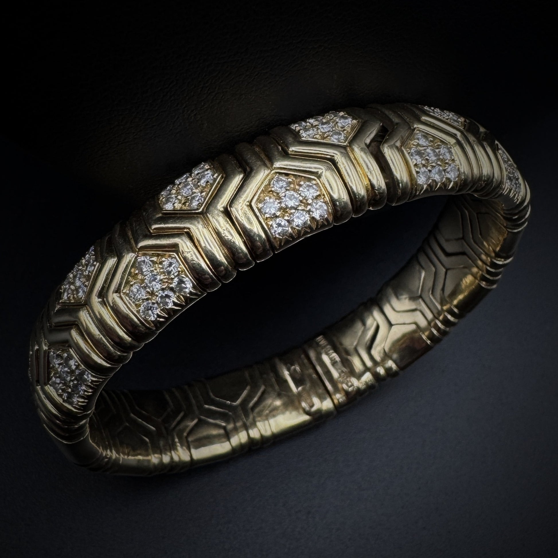 Bulgari 1980s "Alvaere" Diamond Gold Bangle