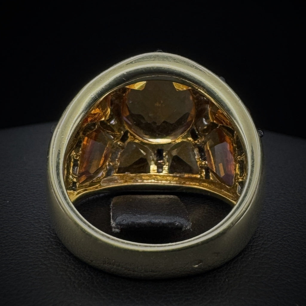 Vintage Artistic "Bombé" Citrine & Onyx Ring